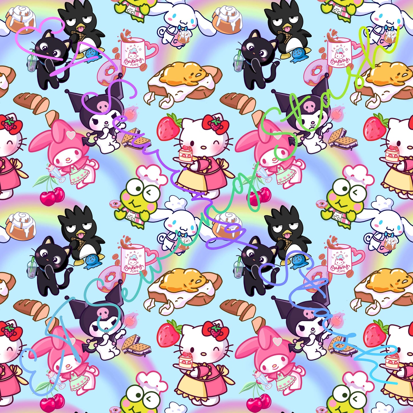 WRCC - Japanese Cat & Friends (Small Scale) - 1-yard Precut