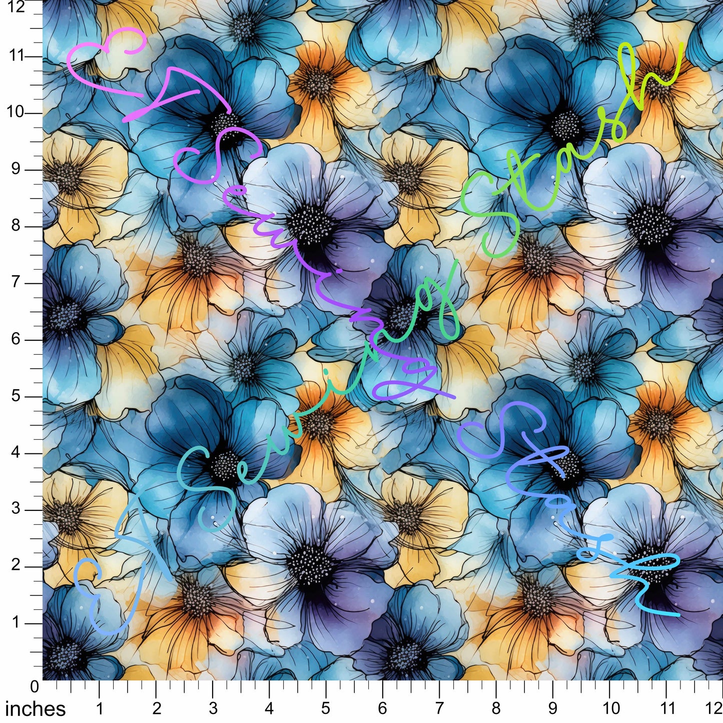 0.8mm Cross-grained Vinyl - Alcohol Ink Flowers #2