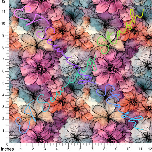 0.8mm Pebbled Vinyl - Alcohol Ink Flowers #4