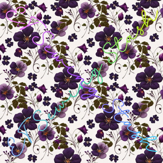Smooth Vinyl - Flower Embroidery (Dark Purple)
