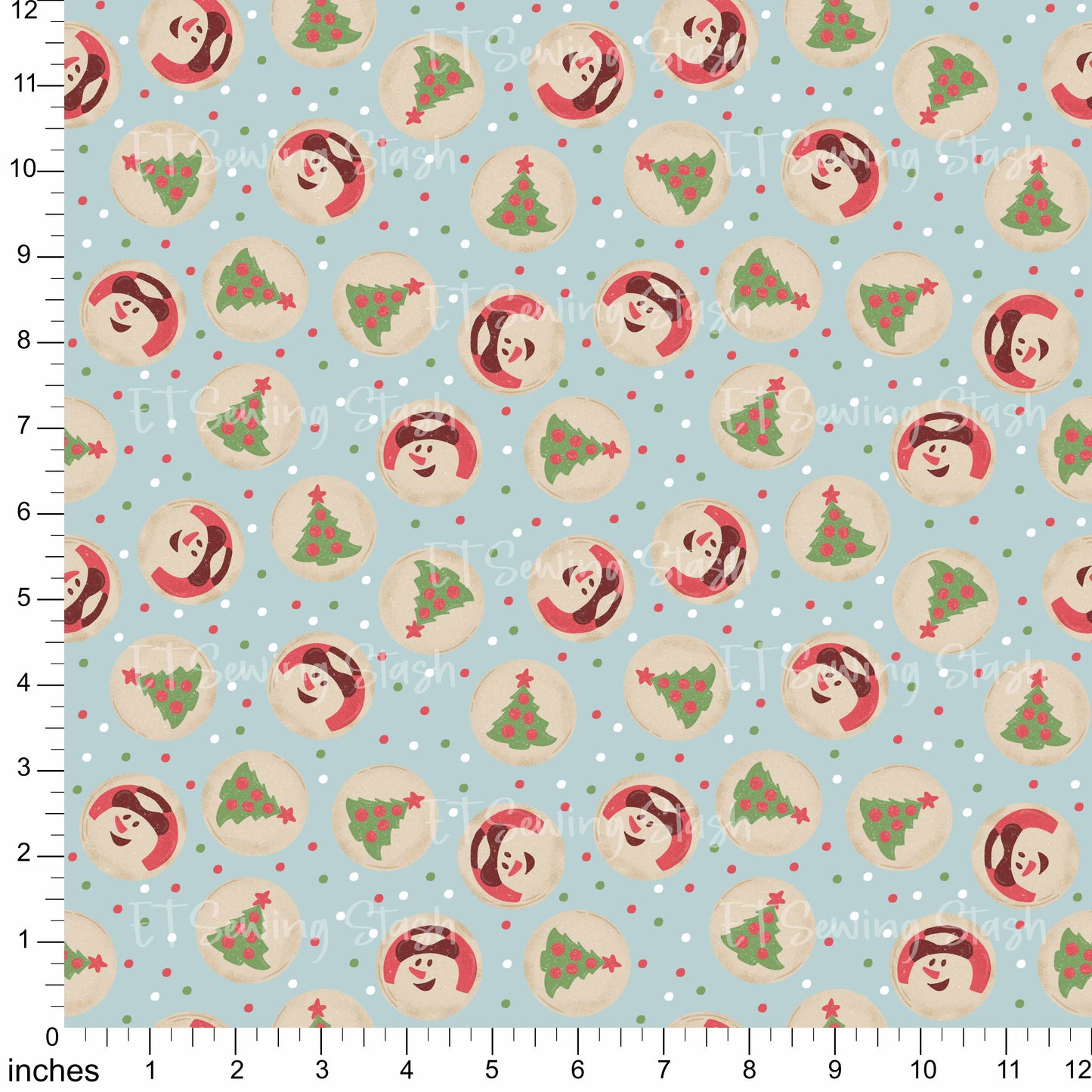 Cotton Twill - Snowman Bubbles - 1 yard Pre-cut