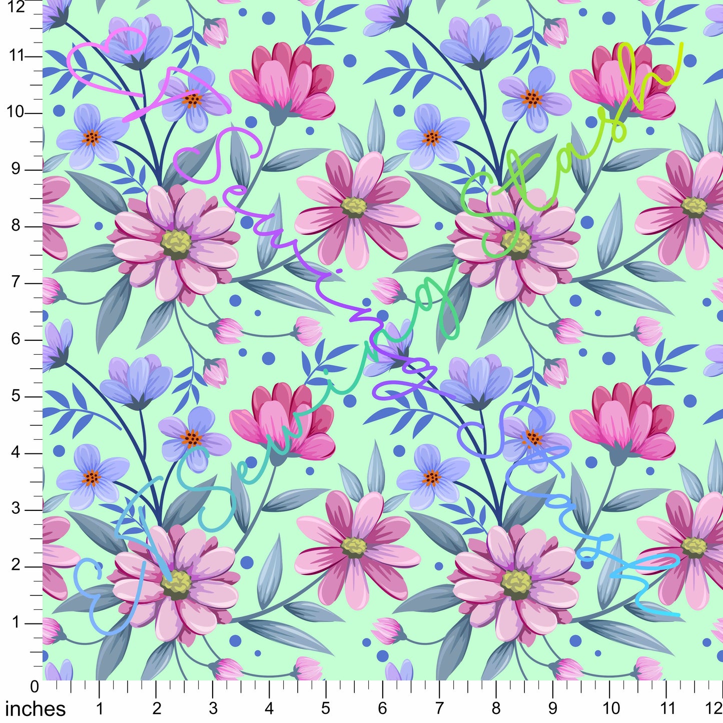 *PREORDER* Hollyhock and Flax Flowers (Mint)