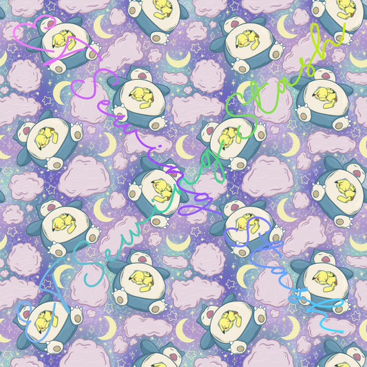 Sleepy Pocket Monsters - Cotton Twill