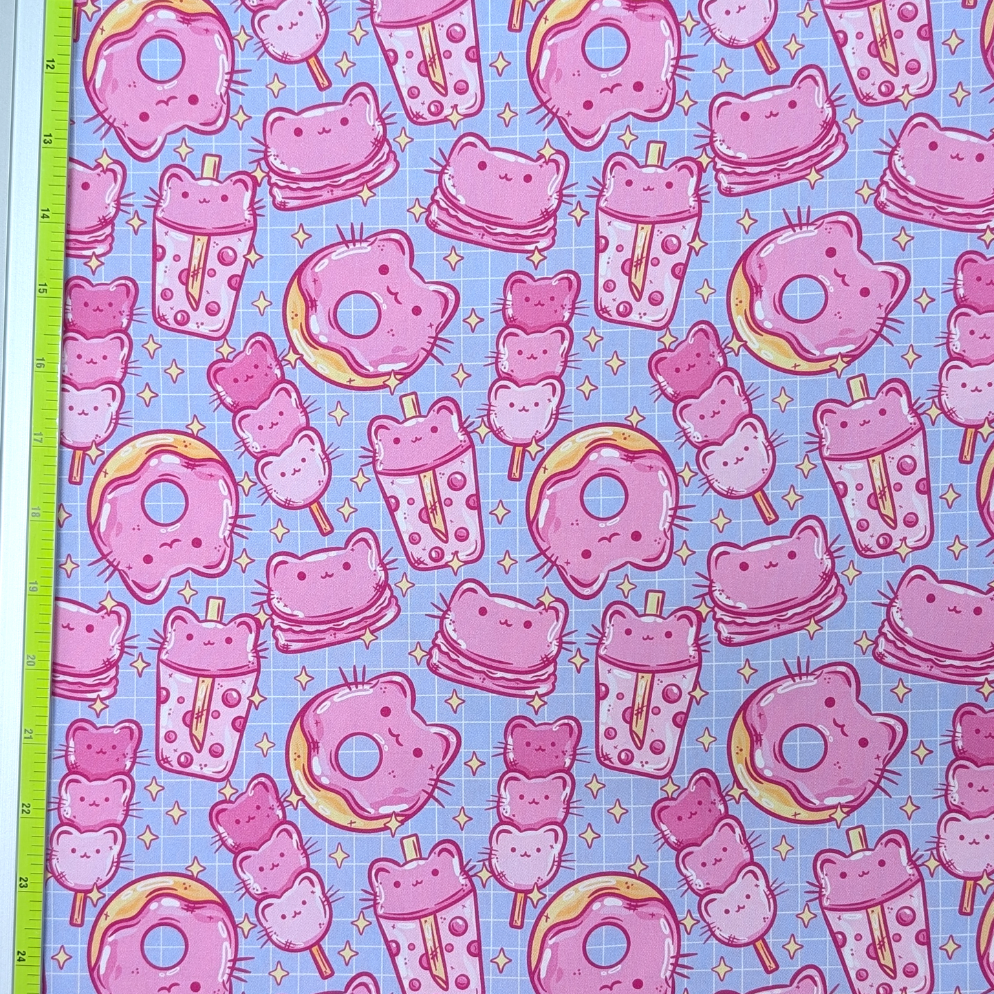 Cotton Twill - Cat Desserts (Periwinkle) - By the Metre