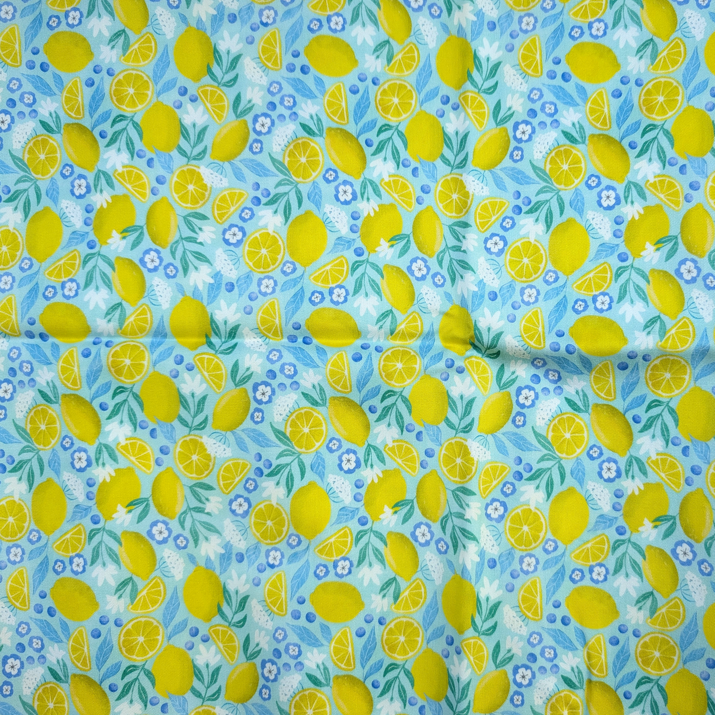 Cotton Twill - Summer Lemons (Toss-Mint Green) - 1 metre Pre-cut