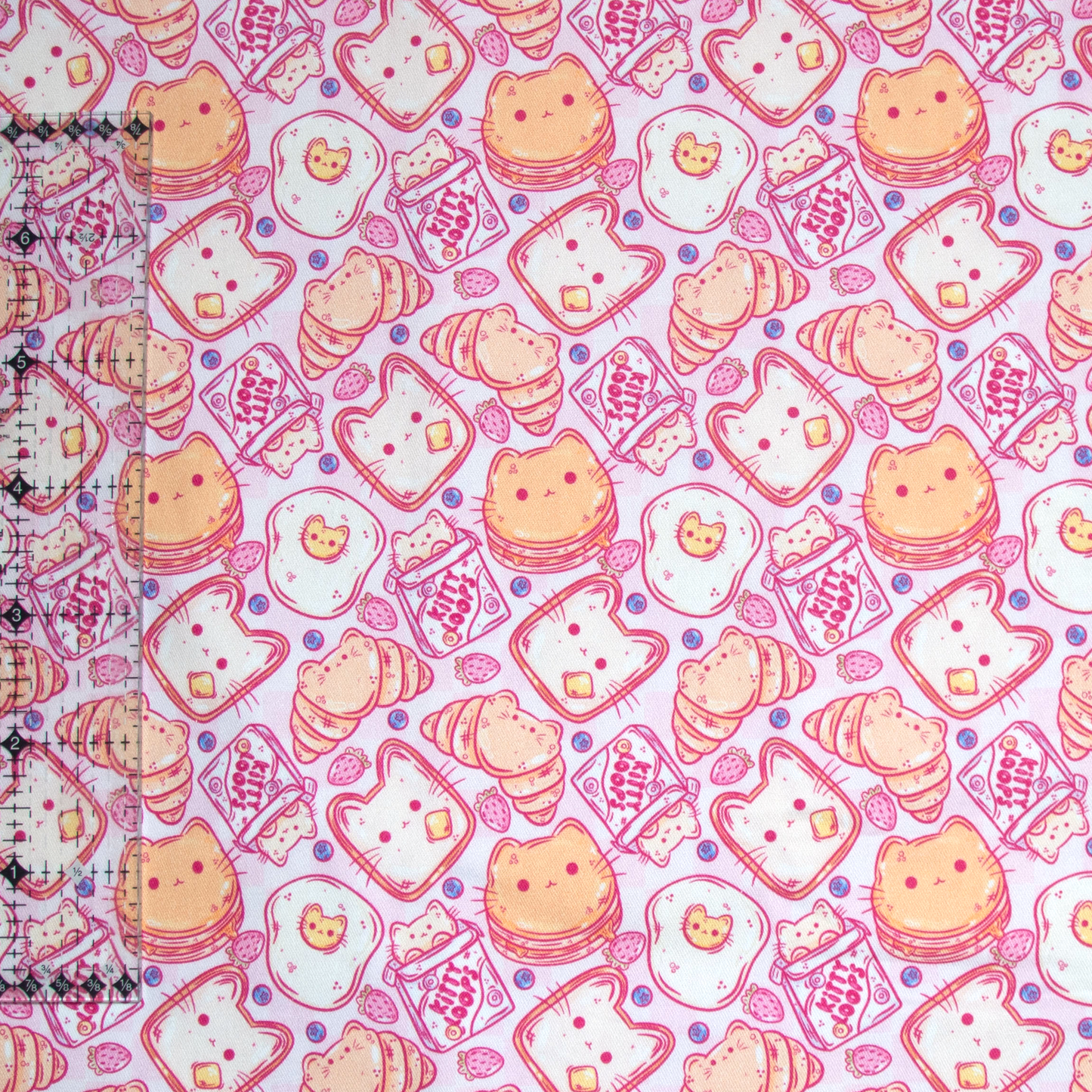 Cotton Twill - Cat Breakfast - 1 metre Pre-cut