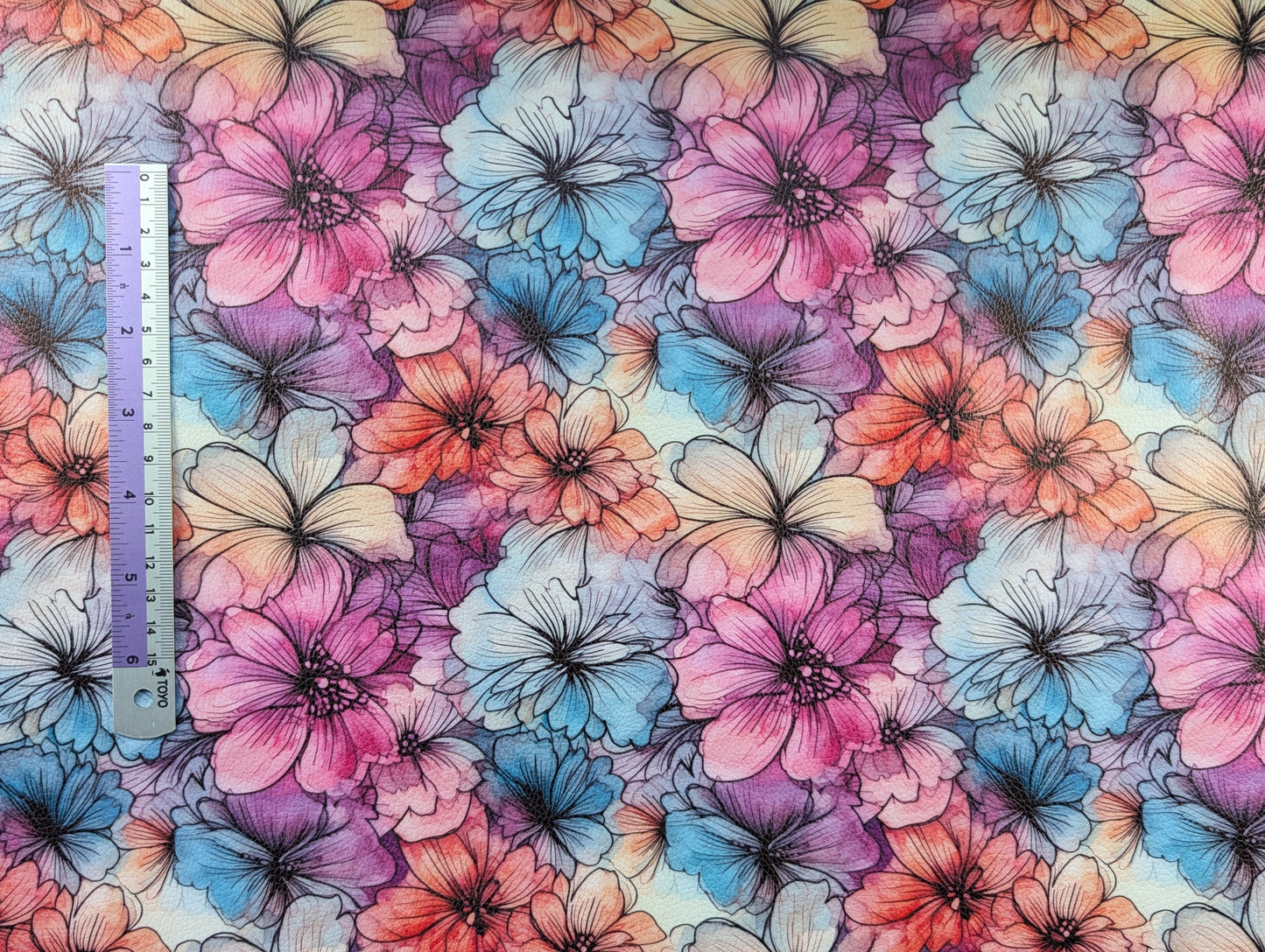 0.8mm Pebbled Vinyl - Alcohol Ink Flowers #4