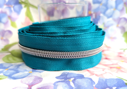 #5 Lighter Teal Tape - Silver Nylon Coil