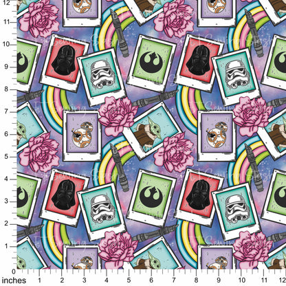 Cotton Twill - Space Wars Polaroids (Galaxy) - By the yard