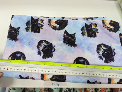 Cotton Lycra - Galaxy Cats (Cotton Candy) - By the yard