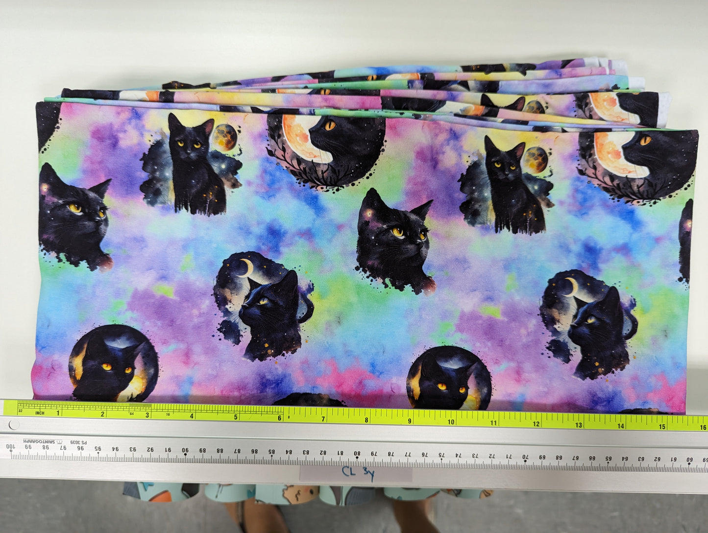 Galaxy Cats (Rainbow Watercolour) - Cotton Lycra - 1-yard Precut