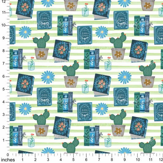 Cotton Twill - Books and Relaxation (4) - 1 metre Pre-cut