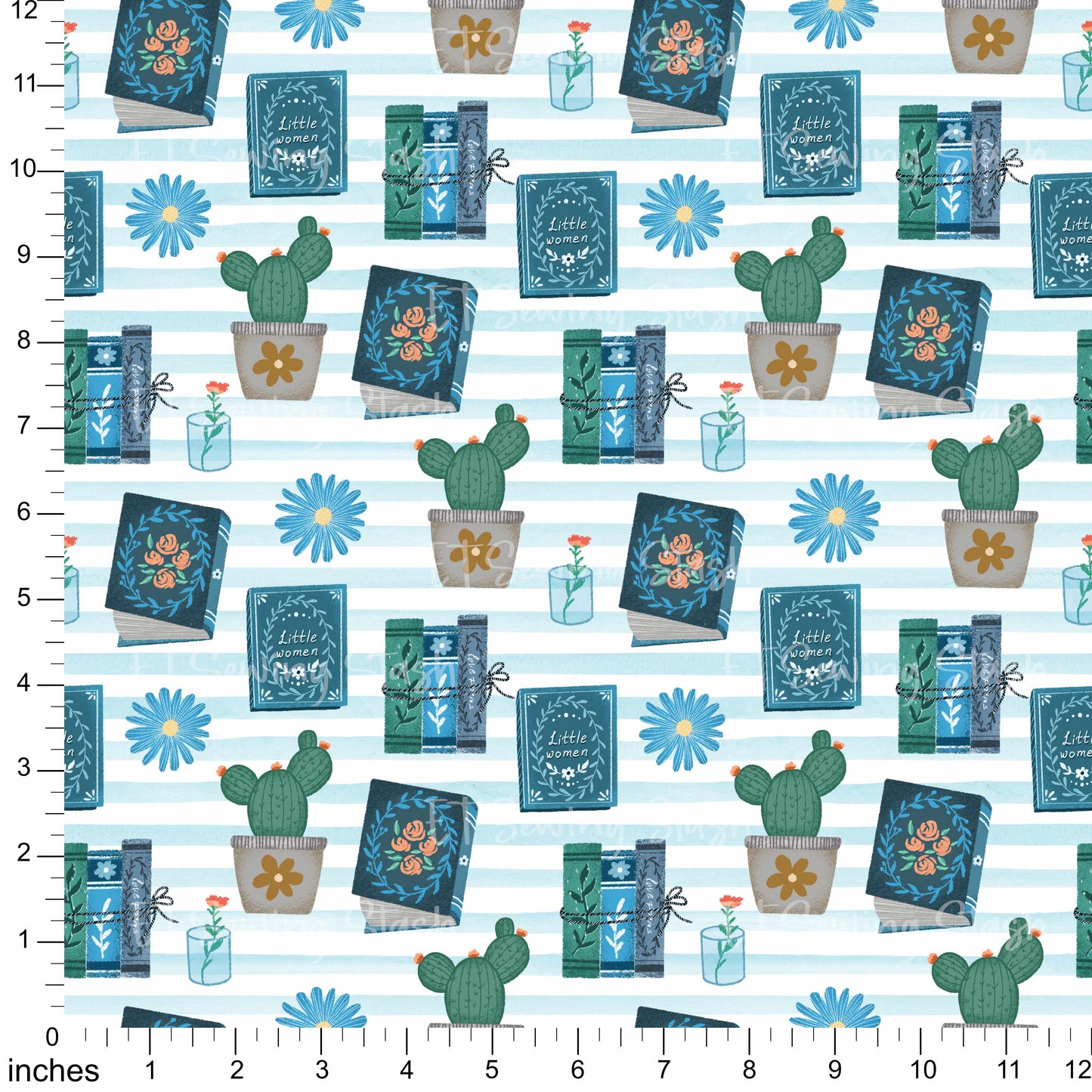 Cotton Twill - Books and Relaxation (5) - 1 metre Pre-cut