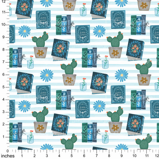 Cotton Twill - Books and Relaxation (5) - 1 metre Pre-cut