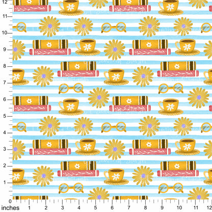 Cotton Twill - Books and Relaxation (6) - 1 metre Pre-cut