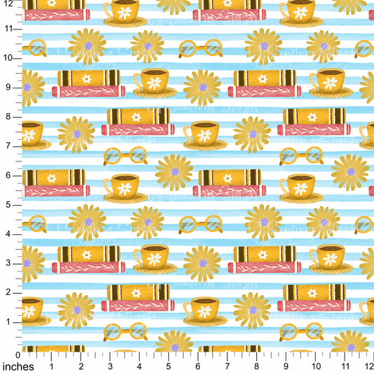 Cotton Twill - Books and Relaxation (6) - 1 metre Pre-cut