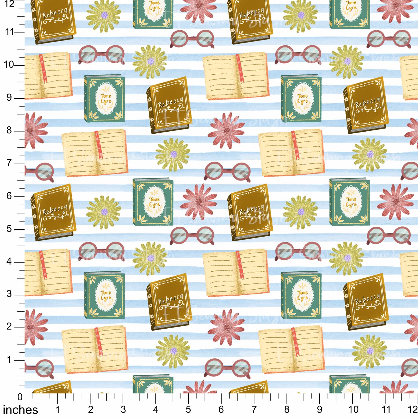 Cotton Twill - Books and Relaxation (7) - 1 metre Pre-cut