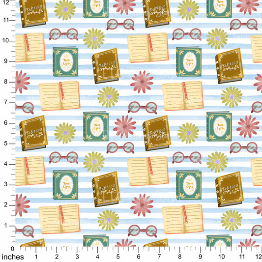 Cotton Twill - Books and Relaxation (7) - 1 metre Pre-cut