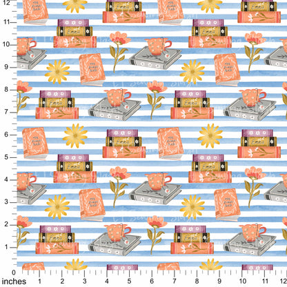 Cotton Twill - Books and Relaxation (8) - 1 metre Pre-cut