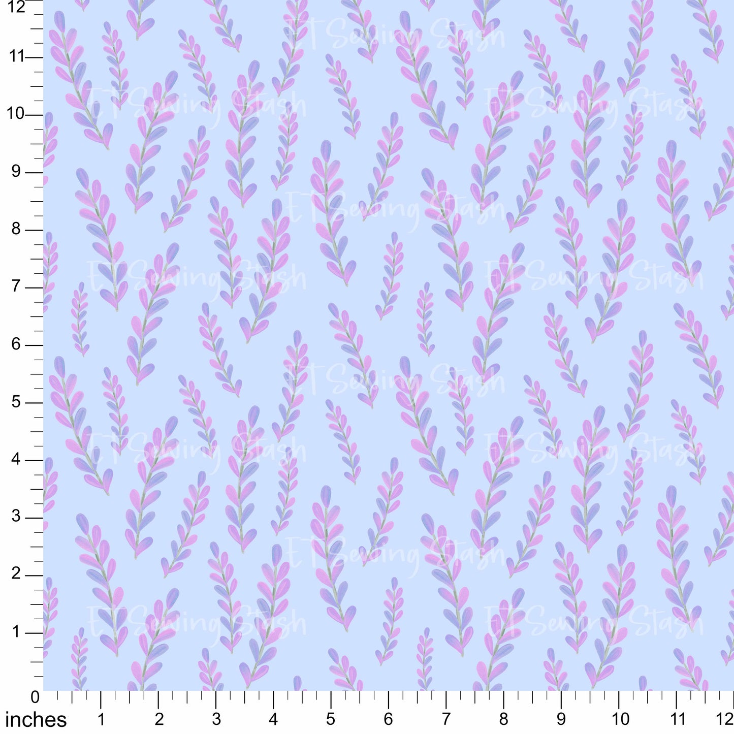 Cotton Twill - Acrylic Flowers - Lavender (Periwinkle) - By the metre
