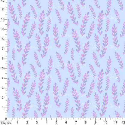 Cotton Twill - Acrylic Flowers - Lavender (Periwinkle) - By the metre