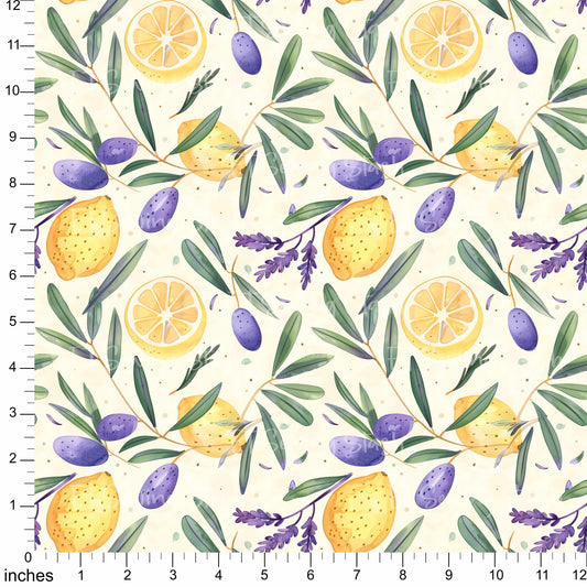 Cotton Twill - Tuscan Lemons - 1 metre Pre-cut