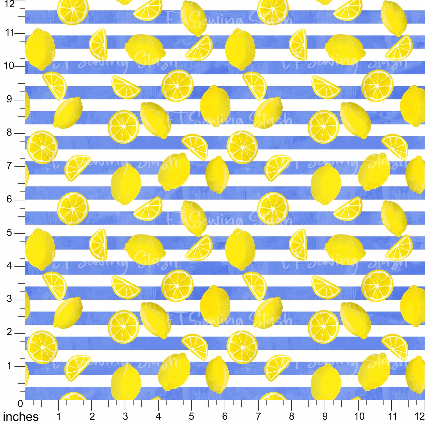 Cotton Twill - Summer Lemons (Stripes) - 1 metre Pre-cut