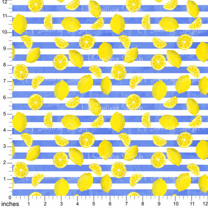 Cotton Twill - Summer Lemons (Stripes) - 1 metre Pre-cut