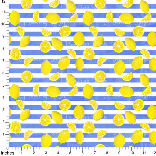 Cotton Twill - Summer Lemons (Stripes) - 1 metre Pre-cut