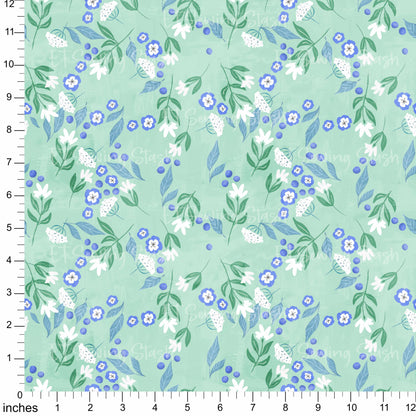 Cotton Twill - Summer Lemons (Toss-White Flowers) - 1 metre Pre-cut