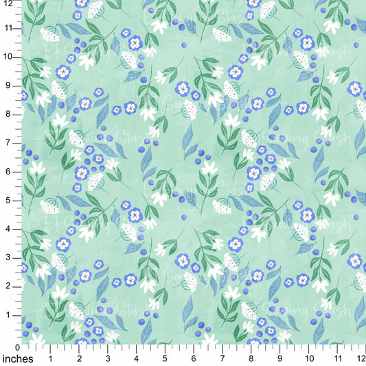 Cotton Twill - Summer Lemons (Toss-White Flowers) - 1 metre Pre-cut