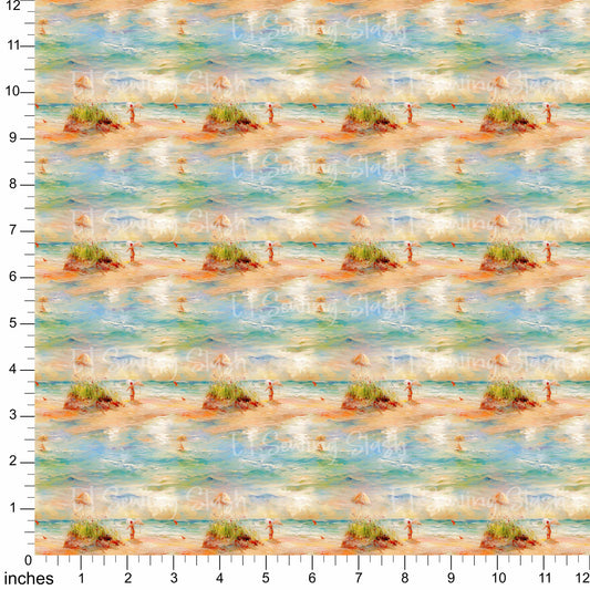 Cotton Twill - Oil Painting - Beach - 1 metre Pre-cut