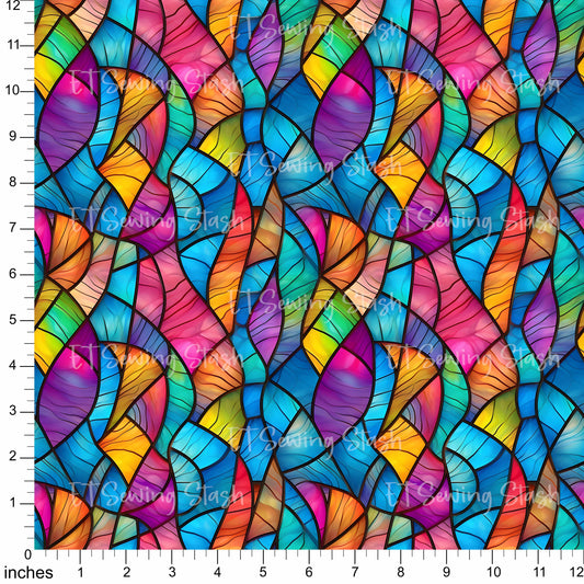 Cotton Twill - Stained Glass Waves - By the Metre