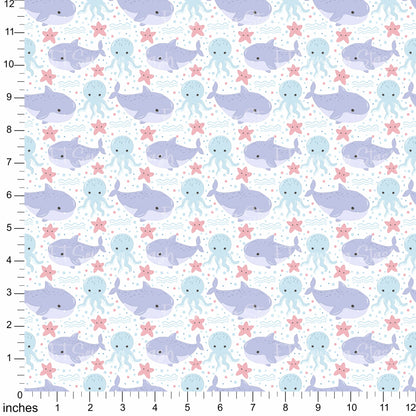 Cotton Twill - Pastel Blue Under The Sea 4 - By the Yard (Copy)