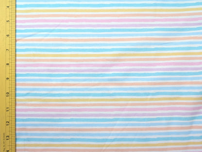 Cotton Lycra - Pastel Rainbow Stripes - By the metre