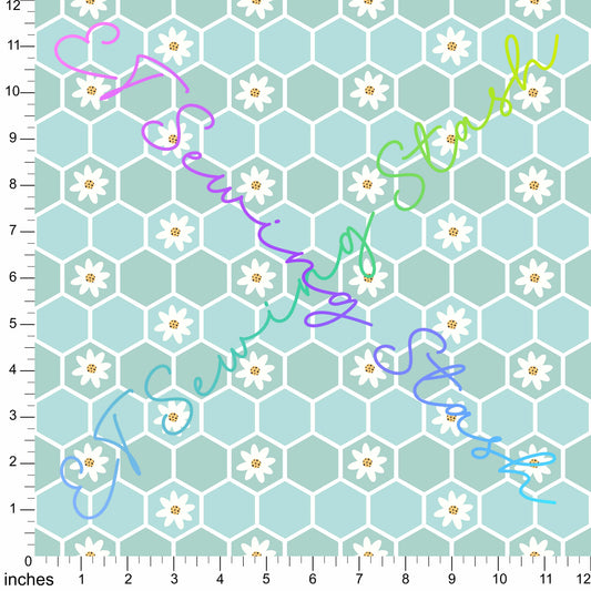 *PREORDER* Daisies in Blue Sea Foam Hexagonal Tiles