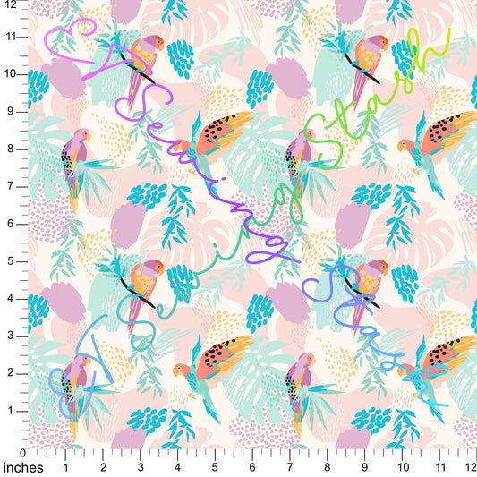 Cotton Twill - Tropical Reverie - Parrots - by the yard