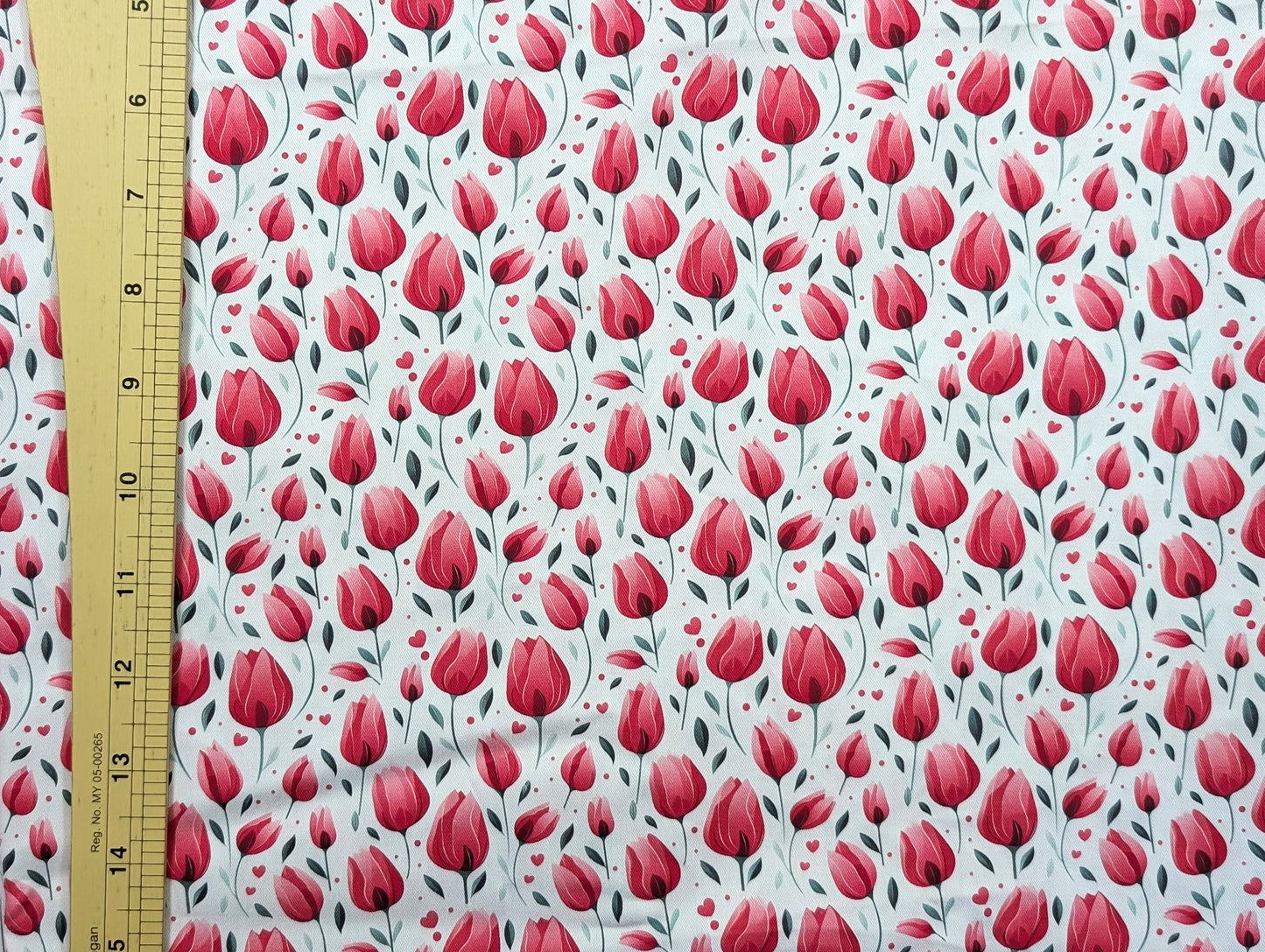 Cotton Twill - Bright Red Tulips