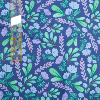 Waterproof Boardshorts - Acrylic Flowers - Lavender and more (Dark Blue) - By the Metre