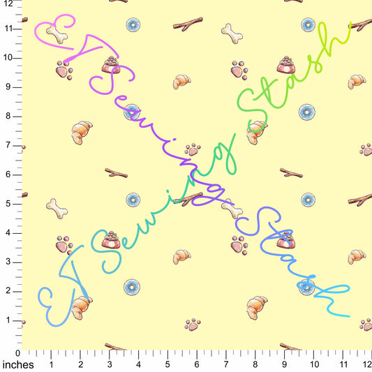 Smooth Vinyl - [ET Sewing Stash X N2Y88] Doggies (Coordinate - Yellow)