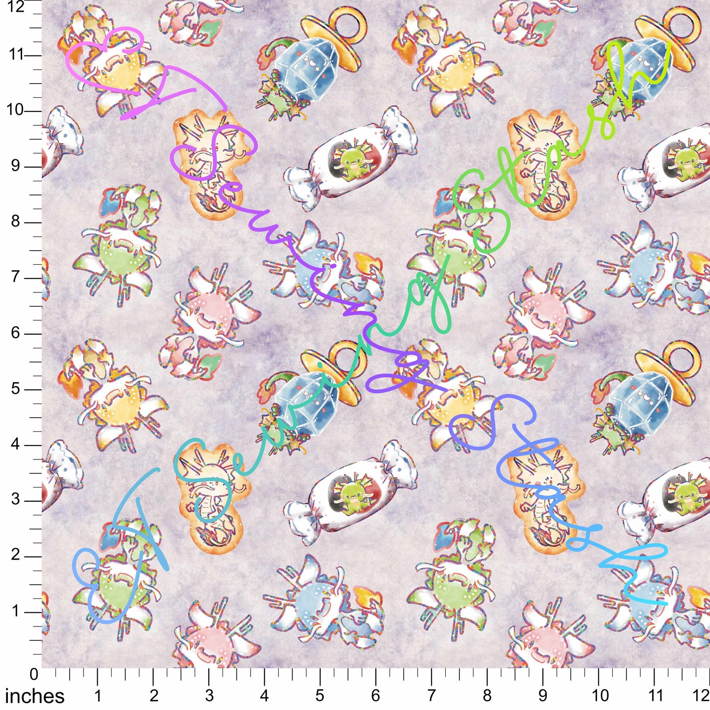 Cotton Lycra - [ET Sewing Stash X n2y88] Dragons (French Lilac Wash) - 1.5-yard Precut