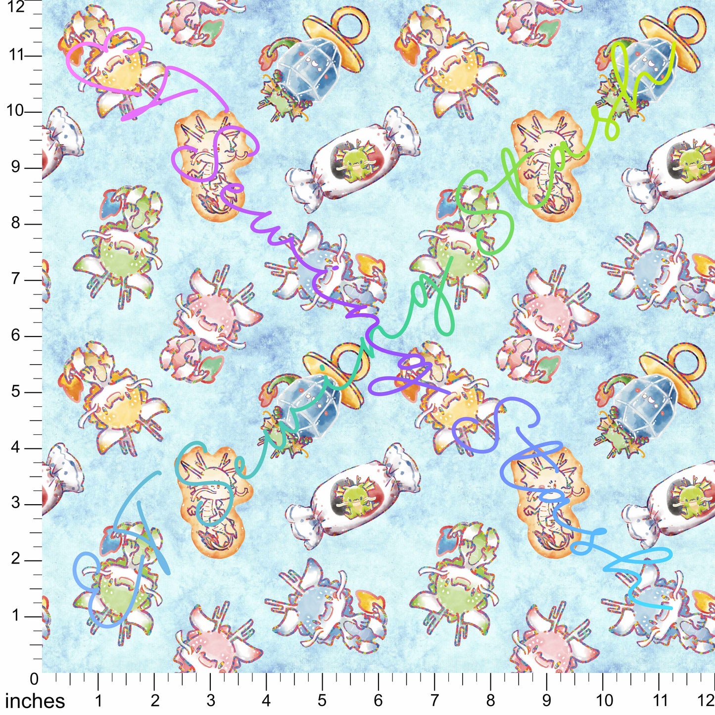 WRCC - [ET Sewing Stash X N2Y88] Dragons (Sky Blue Wash) - 1-yard Precut