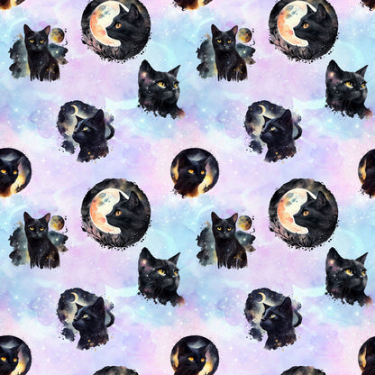 Cotton Lycra - Galaxy Cats (Cotton Candy) - By the yard