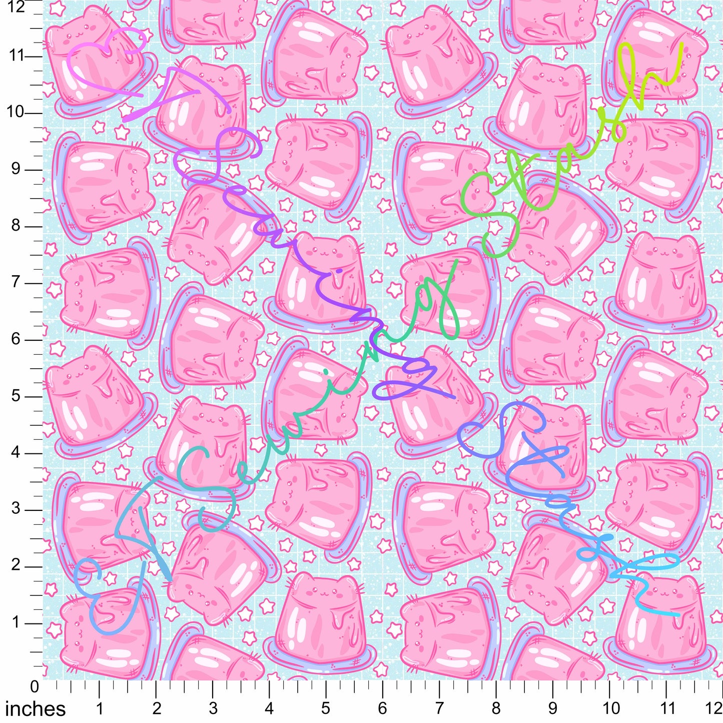 Waterproof Boardshorts - Cat Jelly (Blue) - By the Metre