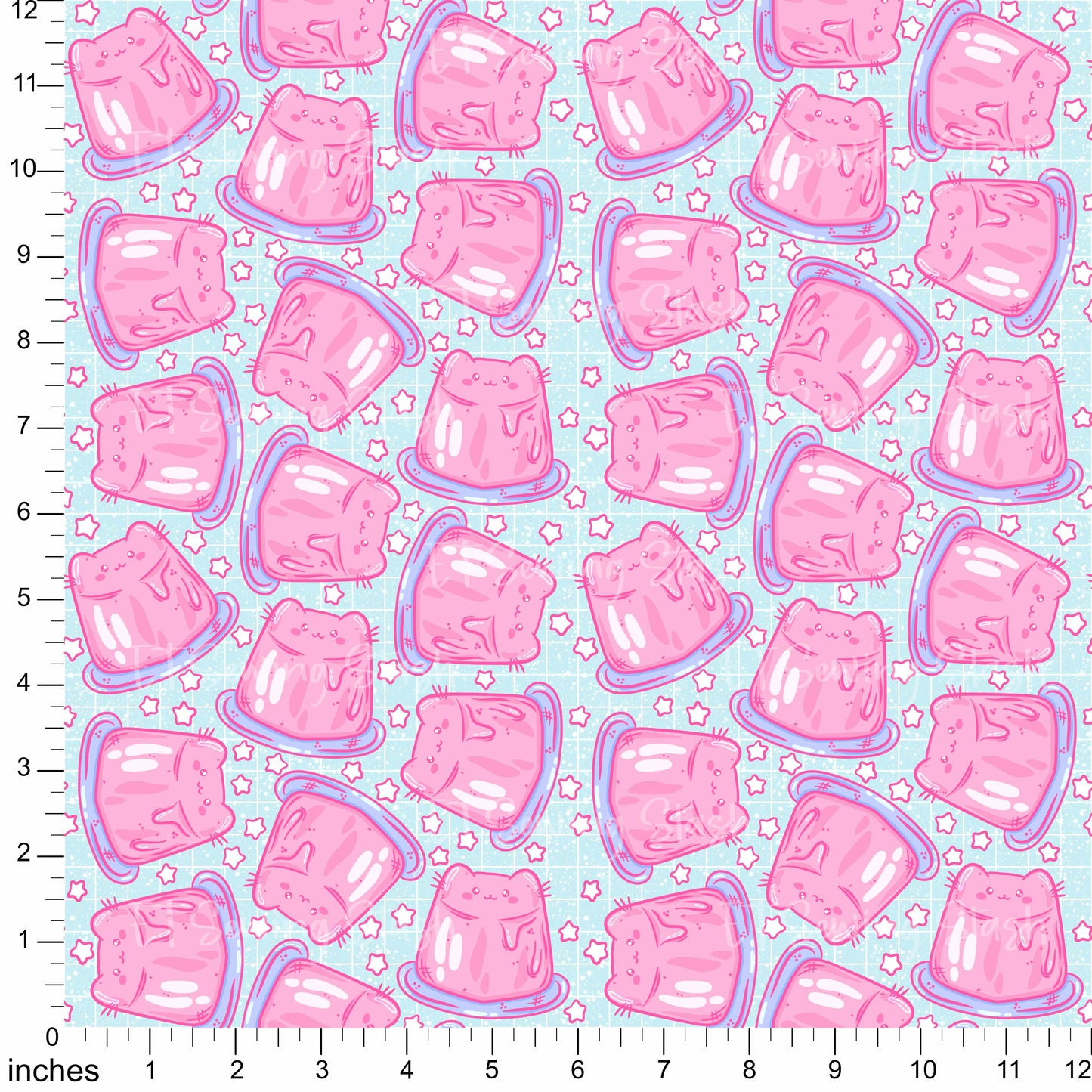Cotton Twill - Cat Jelly (Blue) - By the Metre