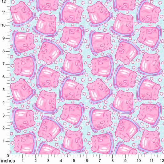 Cotton Twill - Cat Jelly (Blue) - By the Metre