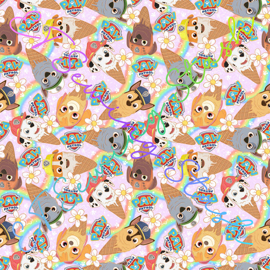 Printed Jelly Vinyl - Patrolling Pups Ice Cream (Rainbow)