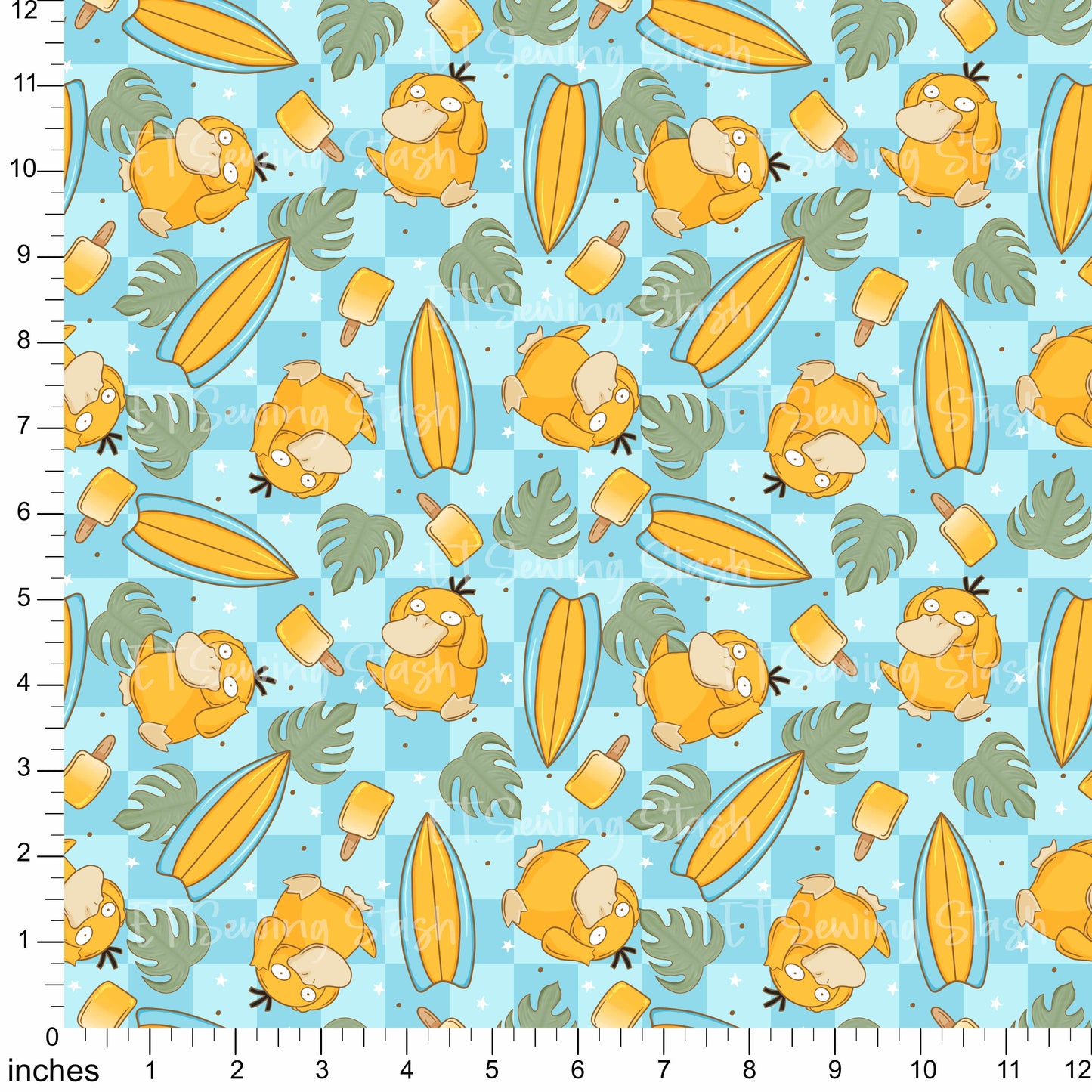 Cotton Twill - Confused Duck (Surfboard) - 1-yard Precut