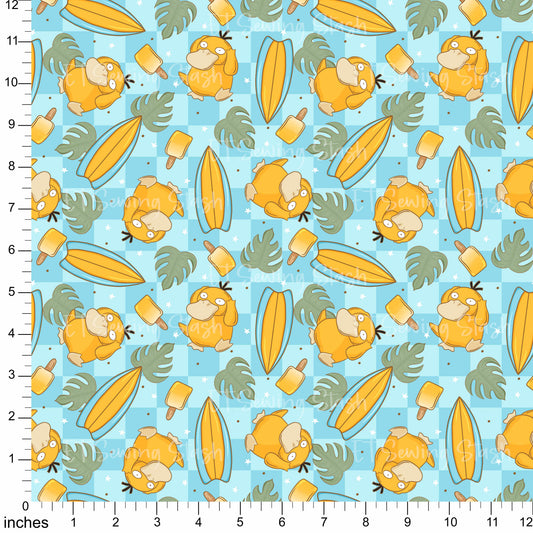 Cotton Twill - Confused Duck (Surfboard) - 1-yard Precut