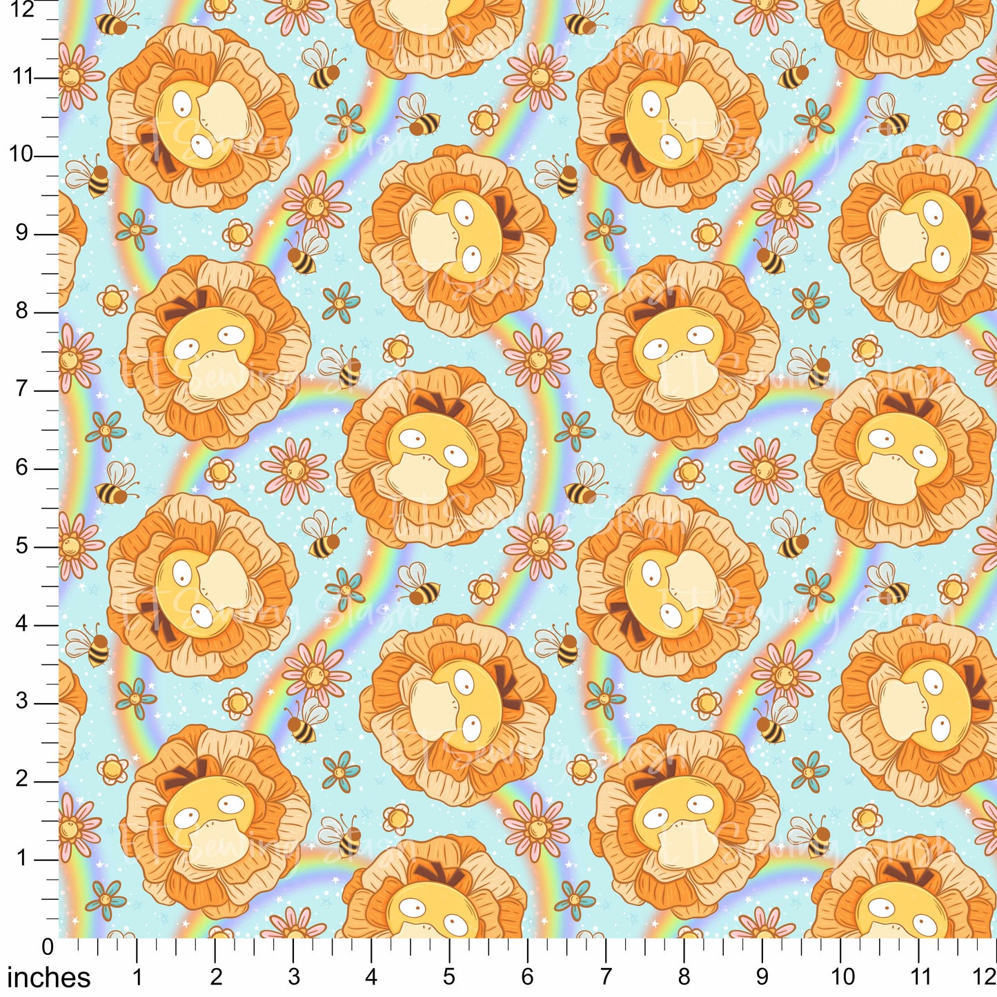 Cotton Twill - Confused Duck (Flower) - 1-yard Precut